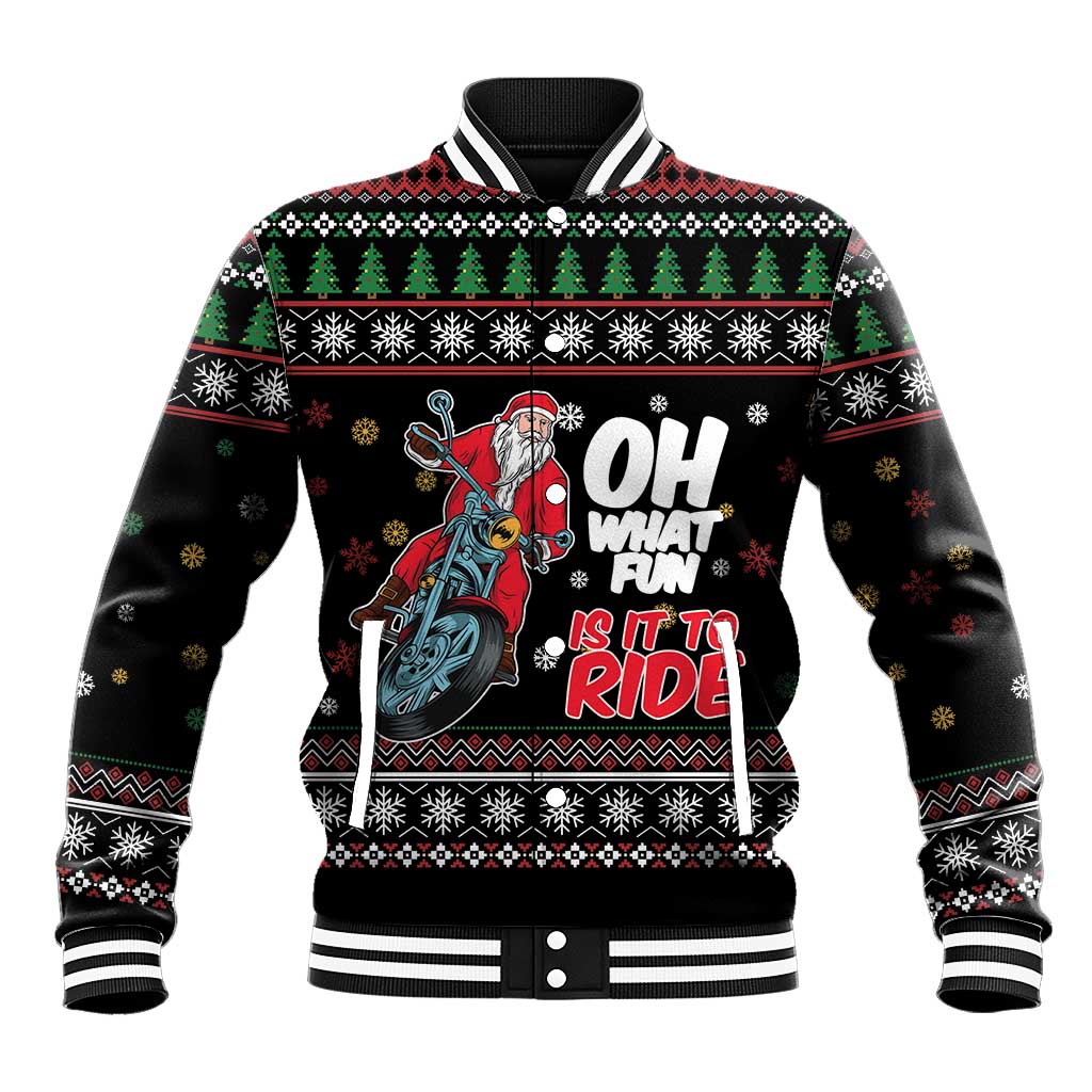 Santa And Motor Baseball Jacket Santa Claus And Joy On A Motorcycle DT04 - Wonder Print Shop