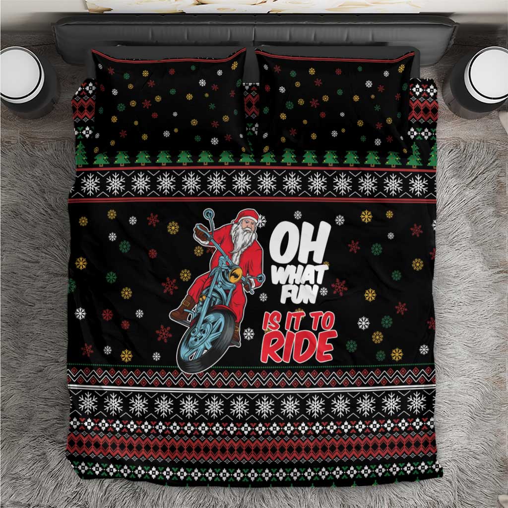 Santa And Motor Bedding Set Santa Claus And Joy On A Motorcycle DT04 - Wonder Print Shop