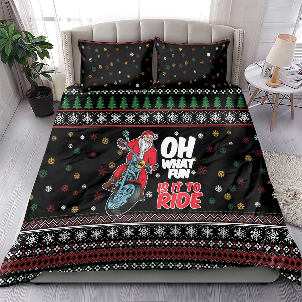 Santa And Motor Bedding Set Santa Claus And Joy On A Motorcycle DT04 - Wonder Print Shop