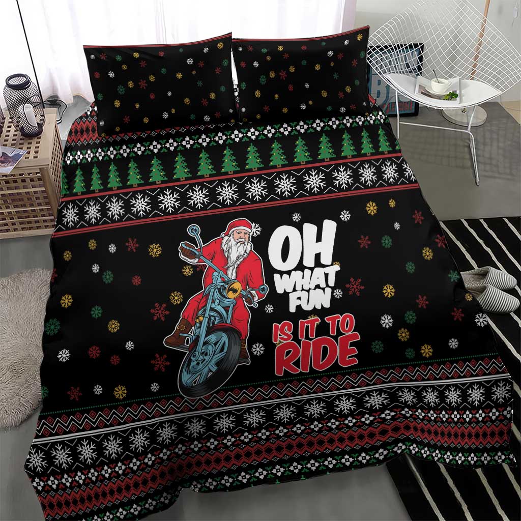 Santa And Motor Bedding Set Santa Claus And Joy On A Motorcycle DT04 - Wonder Print Shop