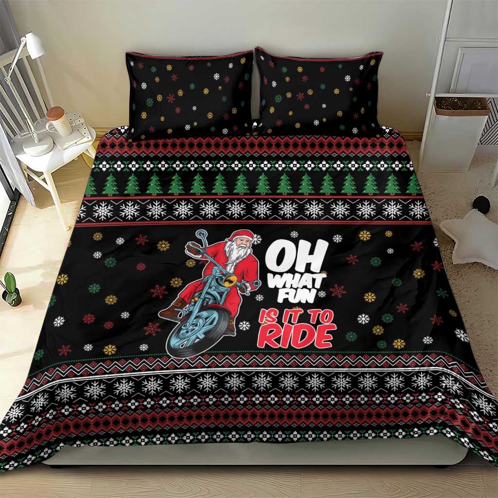 Santa And Motor Bedding Set Santa Claus And Joy On A Motorcycle DT04 - Wonder Print Shop