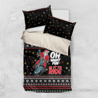 Santa And Motor Bedding Set Santa Claus And Joy On A Motorcycle DT04 - Wonder Print Shop