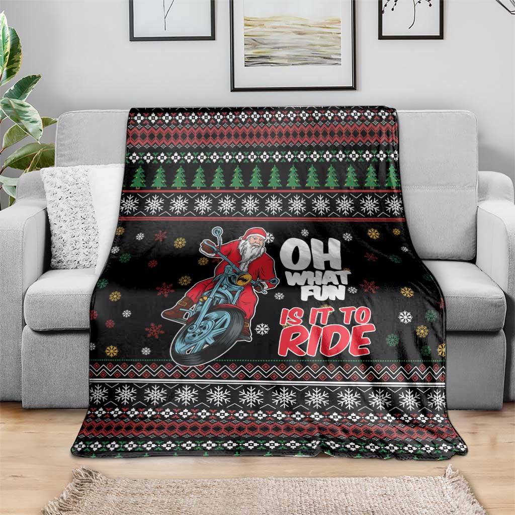 Santa And Motor Blanket Santa Claus And Joy On A Motorcycle