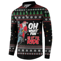 Santa And Motor Button Sweatshirt Santa Claus And Joy On A Motorcycle DT04 - Wonder Print Shop