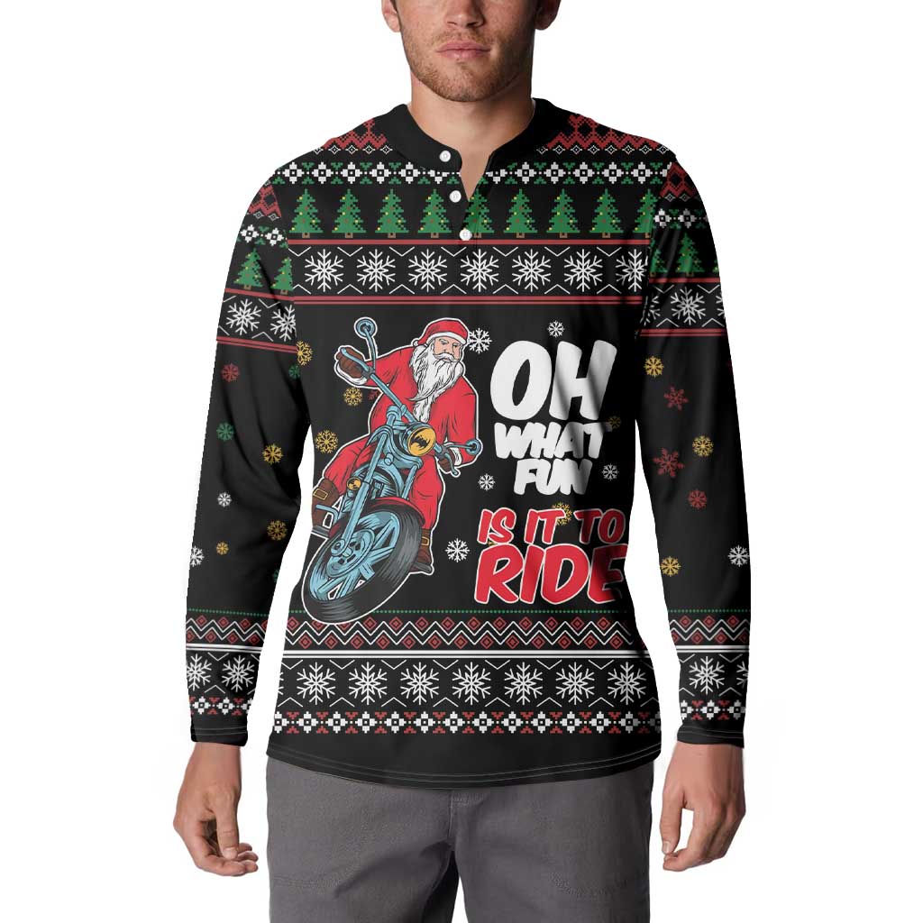 Santa And Motor Button Sweatshirt Santa Claus And Joy On A Motorcycle DT04 - Wonder Print Shop