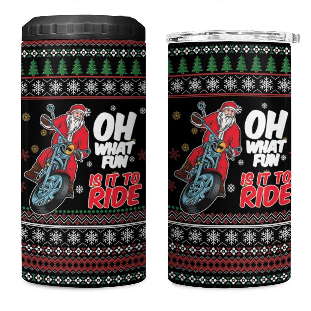 Santa And Motor 4 in 1 Can Cooler Tumbler Santa Claus And Joy On A Motorcycle DT04 - Wonder Print Shop