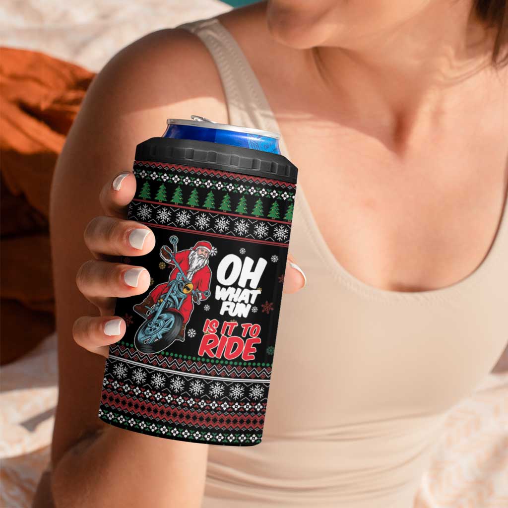 Santa And Motor 4 in 1 Can Cooler Tumbler Santa Claus And Joy On A Motorcycle DT04 - Wonder Print Shop