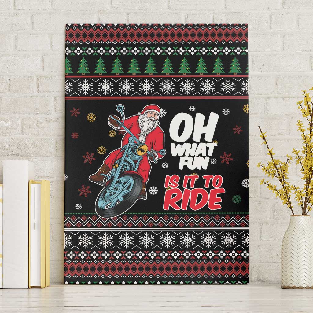 Santa And Motor Canvas Wall Art Santa Claus And Joy On A Motorcycle DT04 - Wonder Print Shop