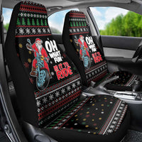 Santa And Motor Car Seat Cover Santa Claus And Joy On A Motorcycle DT04 - Wonder Print Shop