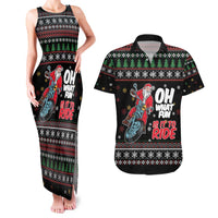 Santa And Motor Couples Matching Tank Maxi Dress and Hawaiian Shirt Santa Claus And Joy On A Motorcycle DT04 - Wonder Print Shop