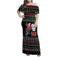 Santa And Motor Family Matching Off Shoulder Maxi Dress and Hawaiian Shirt Santa Claus And Joy On A Motorcycle DT04 - Wonder Print Shop