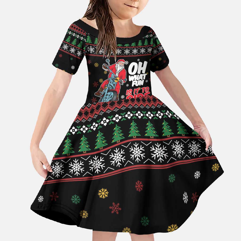 Santa And Motor Family Matching Short Sleeve Bodycon Dress and Hawaiian Shirt Santa Claus And Joy On A Motorcycle DT04 - Wonder Print Shop