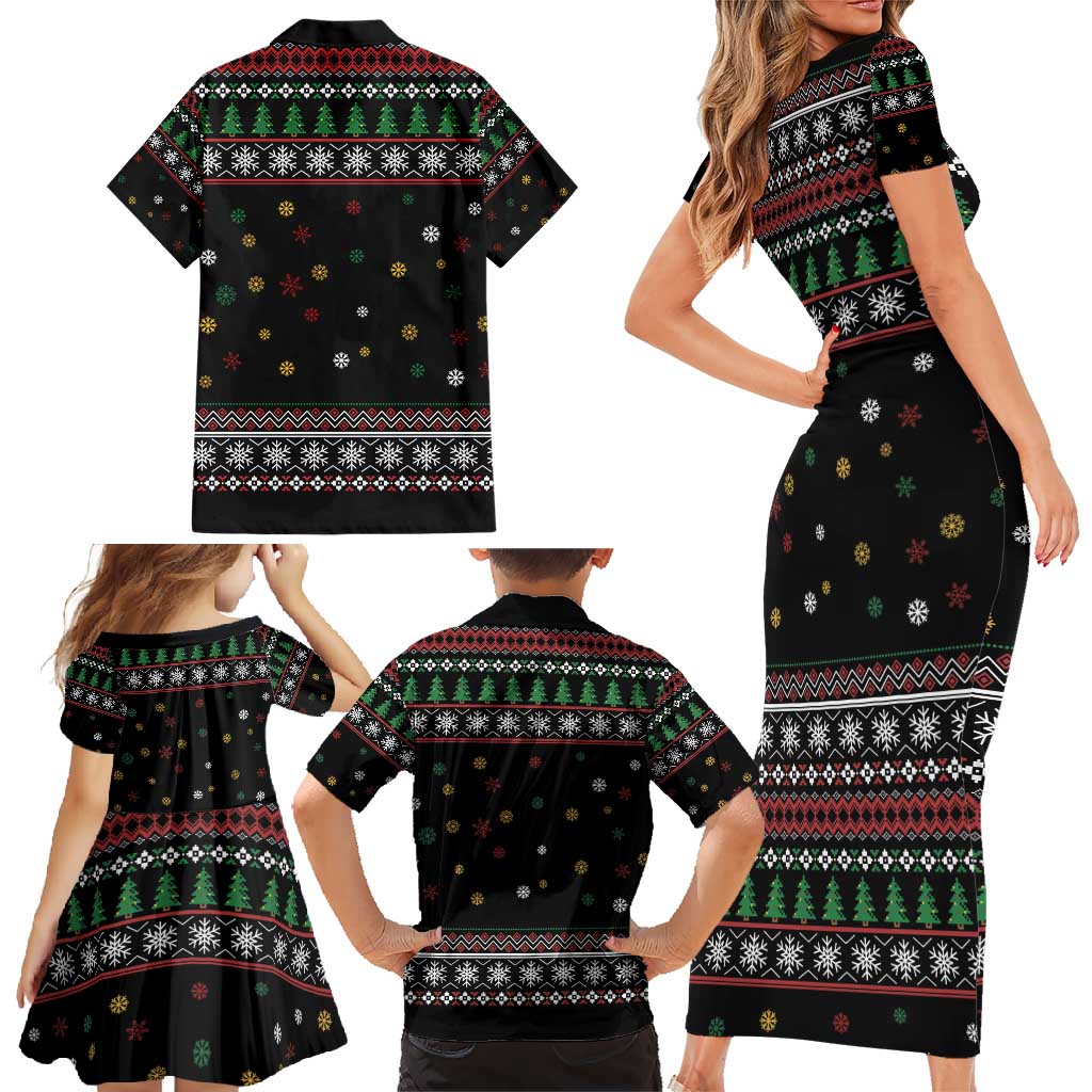 Santa And Motor Family Matching Short Sleeve Bodycon Dress and Hawaiian Shirt Santa Claus And Joy On A Motorcycle DT04 - Wonder Print Shop