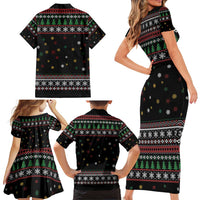 Santa And Motor Family Matching Short Sleeve Bodycon Dress and Hawaiian Shirt Santa Claus And Joy On A Motorcycle DT04 - Wonder Print Shop