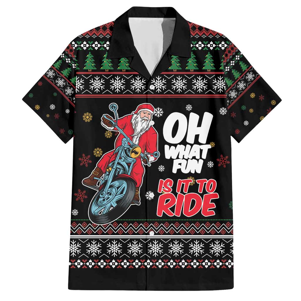 Santa And Motor Family Matching Short Sleeve Bodycon Dress and Hawaiian Shirt Santa Claus And Joy On A Motorcycle DT04 - Wonder Print Shop