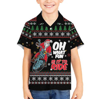Santa And Motor Family Matching Short Sleeve Bodycon Dress and Hawaiian Shirt Santa Claus And Joy On A Motorcycle DT04 - Wonder Print Shop