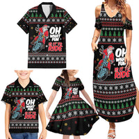 Santa And Motor Family Matching Summer Maxi Dress and Hawaiian Shirt Santa Claus And Joy On A Motorcycle DT04 - Wonder Print Shop