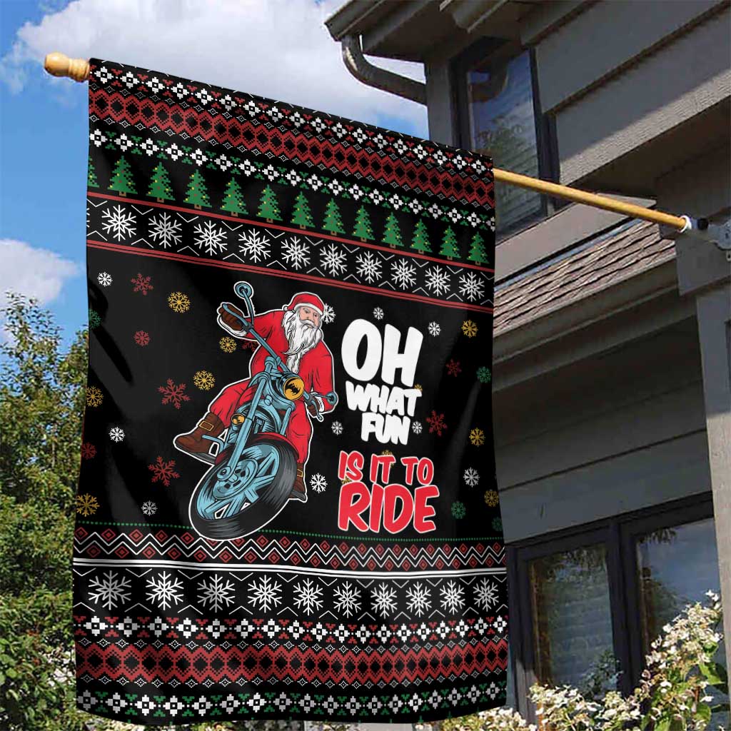 Santa And Motor Garden Flag Santa Claus And Joy On A Motorcycle DT04 - Wonder Print Shop