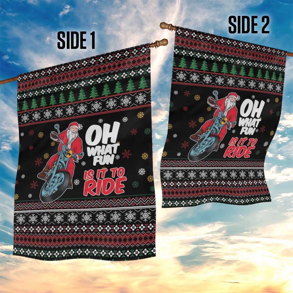 Santa And Motor Garden Flag Santa Claus And Joy On A Motorcycle DT04 - Wonder Print Shop