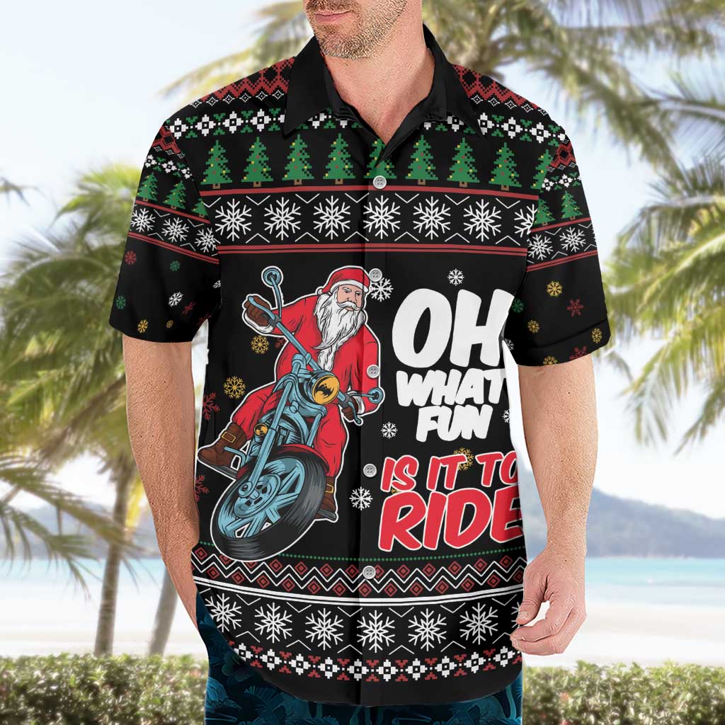 Santa And Motor Hawaiian Shirt Santa Claus And Joy On A Motorcycle DT04 - Wonder Print Shop