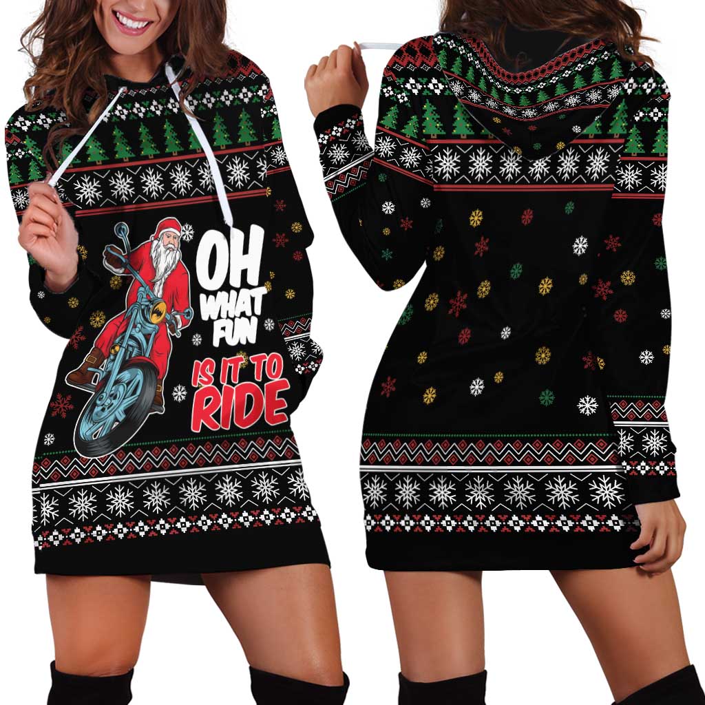 Santa And Motor Hoodie Dress Santa Claus And Joy On A Motorcycle DT04 - Wonder Print Shop