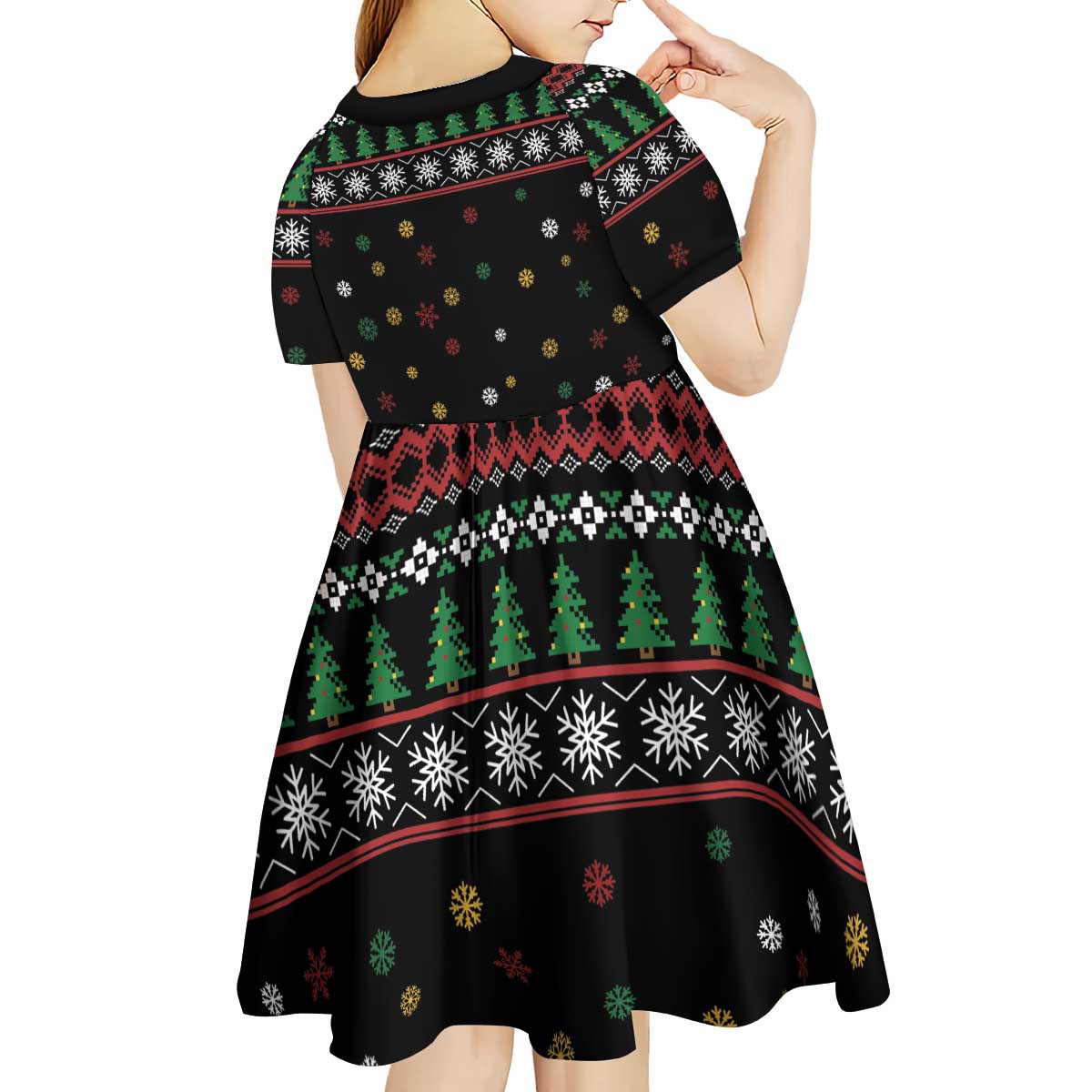 Santa And Motor Kid Short Sleeve Dress Santa Claus And Joy On A Motorcycle DT04 - Wonder Print Shop