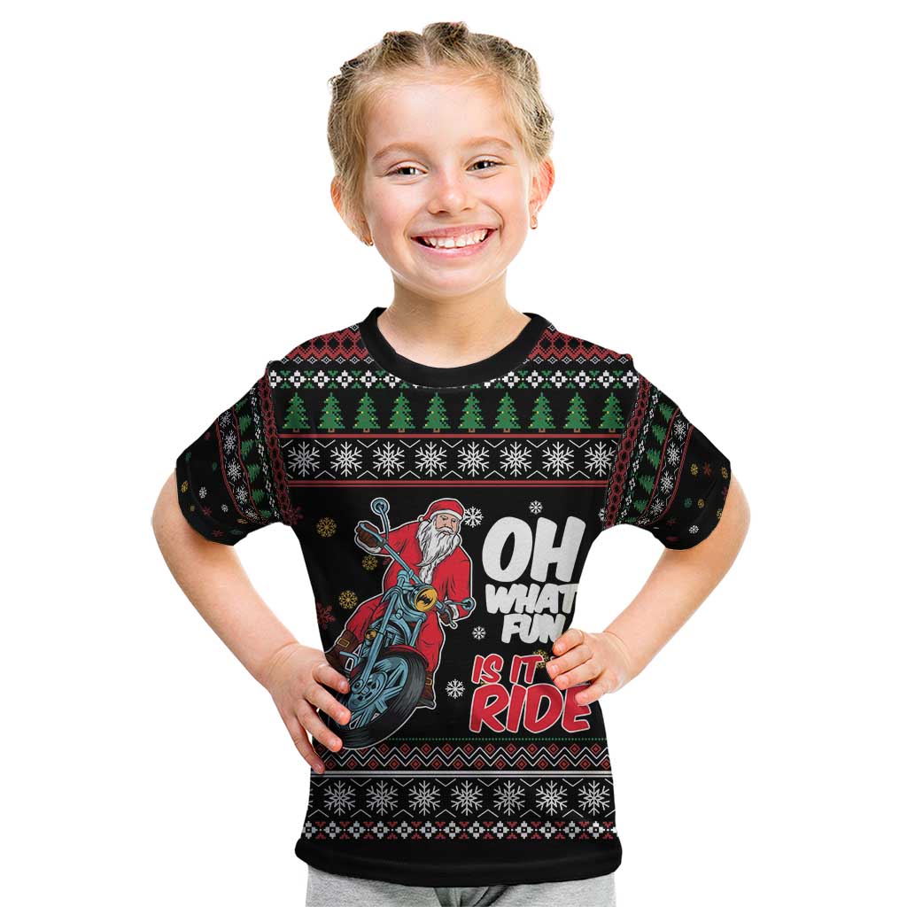 Santa And Motor Kid T Shirt Santa Claus And Joy On A Motorcycle DT04 - Wonder Print Shop