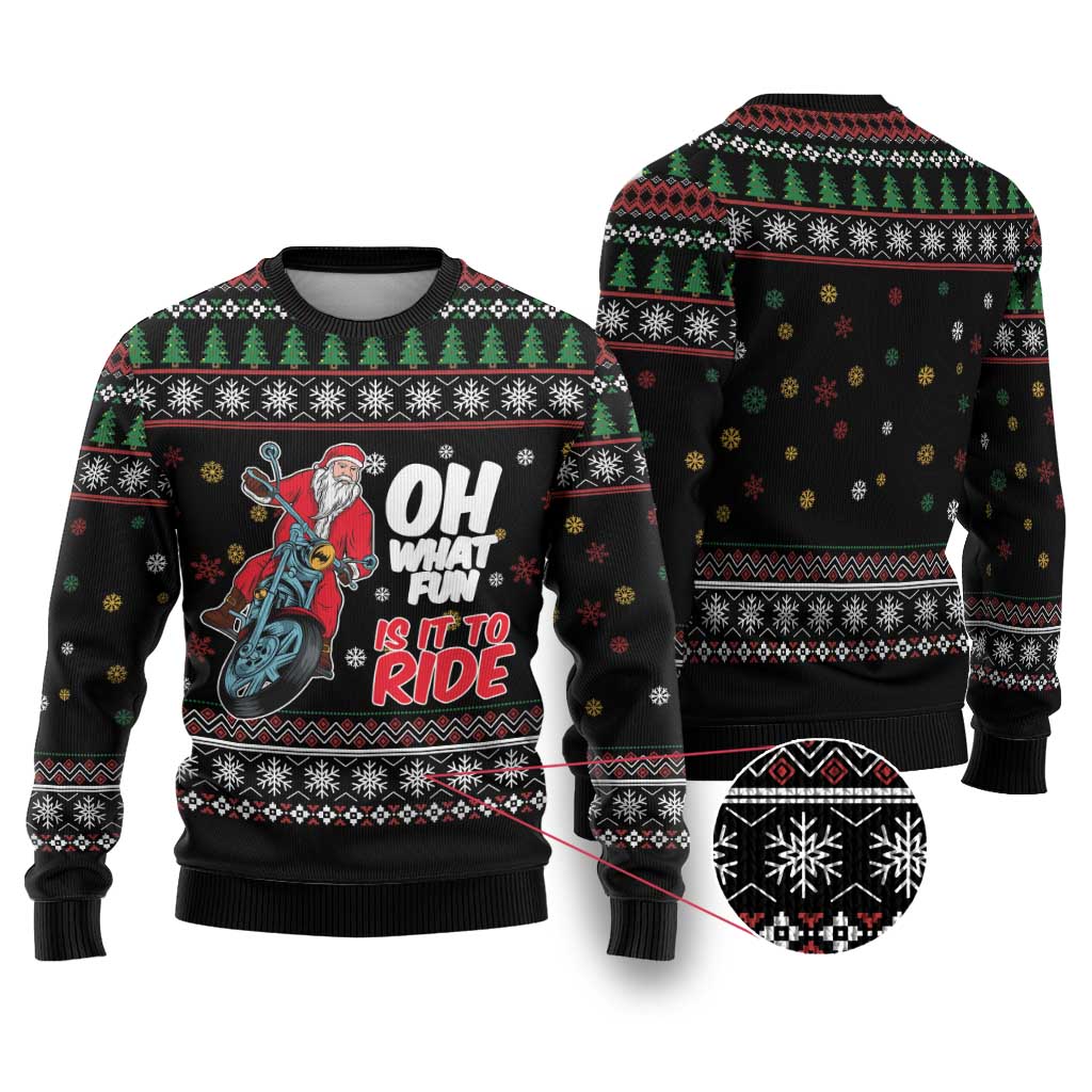 Santa And Motor Ugly Christmas Sweater Santa Claus And Joy On A Motorcycle DT04 - Wonder Print Shop