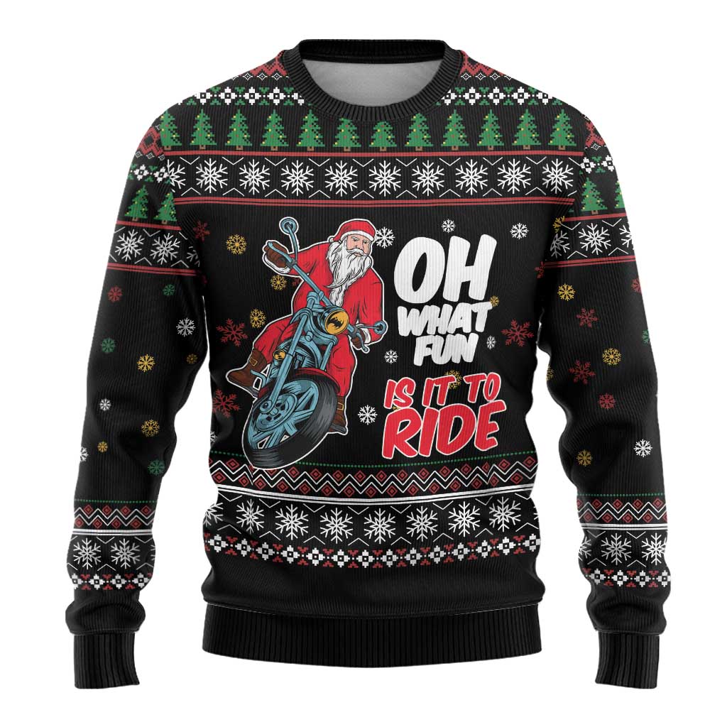 Santa And Motor Ugly Christmas Sweater Santa Claus And Joy On A Motorcycle DT04 - Wonder Print Shop