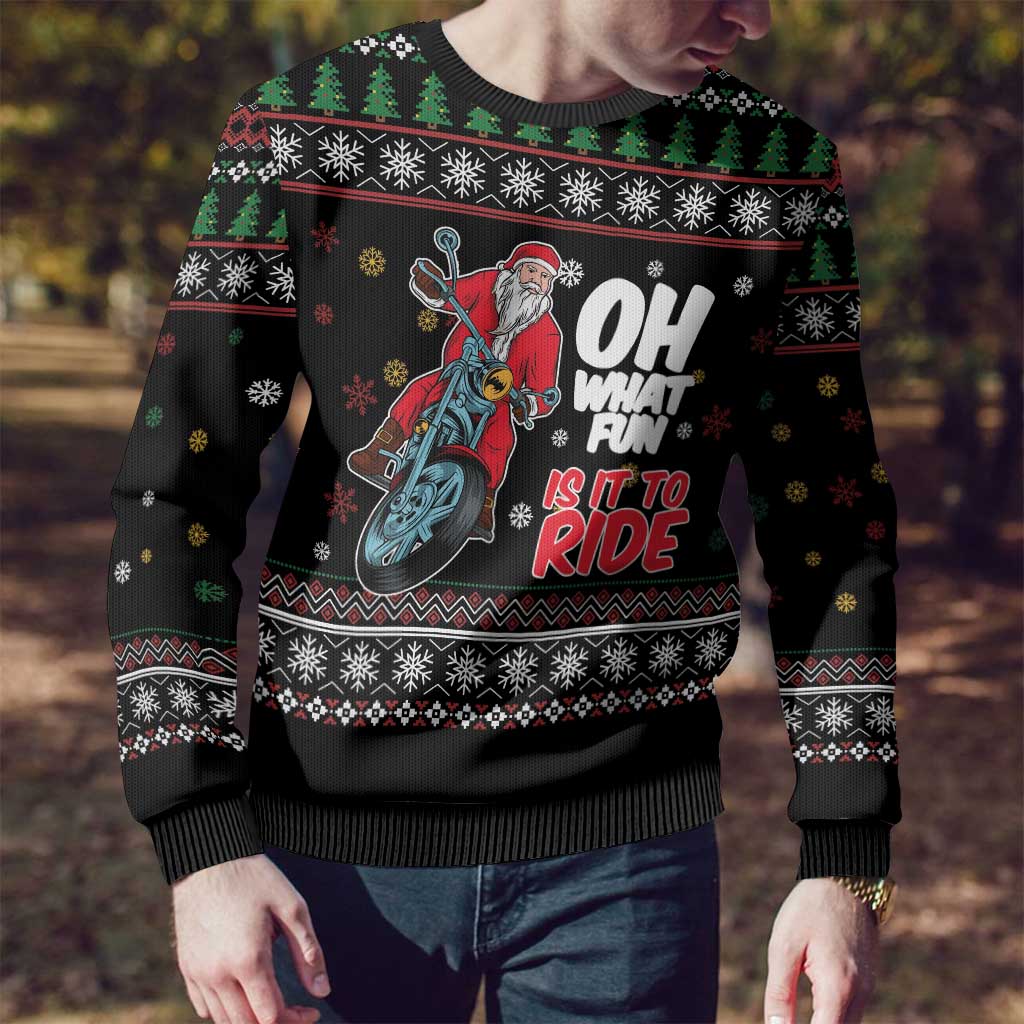 Santa And Motor Ugly Christmas Sweater Santa Claus And Joy On A Motorcycle DT04 - Wonder Print Shop