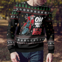 Santa And Motor Ugly Christmas Sweater Santa Claus And Joy On A Motorcycle DT04 - Wonder Print Shop