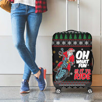 Santa And Motor Luggage Cover Santa Claus And Joy On A Motorcycle DT04 - Wonder Print Shop