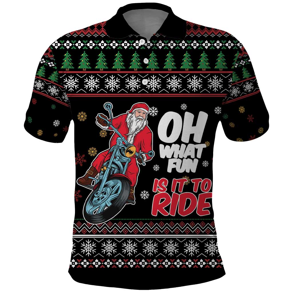 Santa And Motor Polo Shirt Santa Claus And Joy On A Motorcycle DT04 - Wonder Print Shop