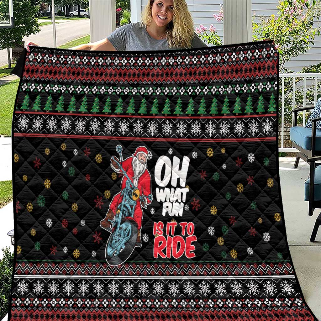 Santa And Motor Quilt Santa Claus And Joy On A Motorcycle DT04 - Wonder Print Shop