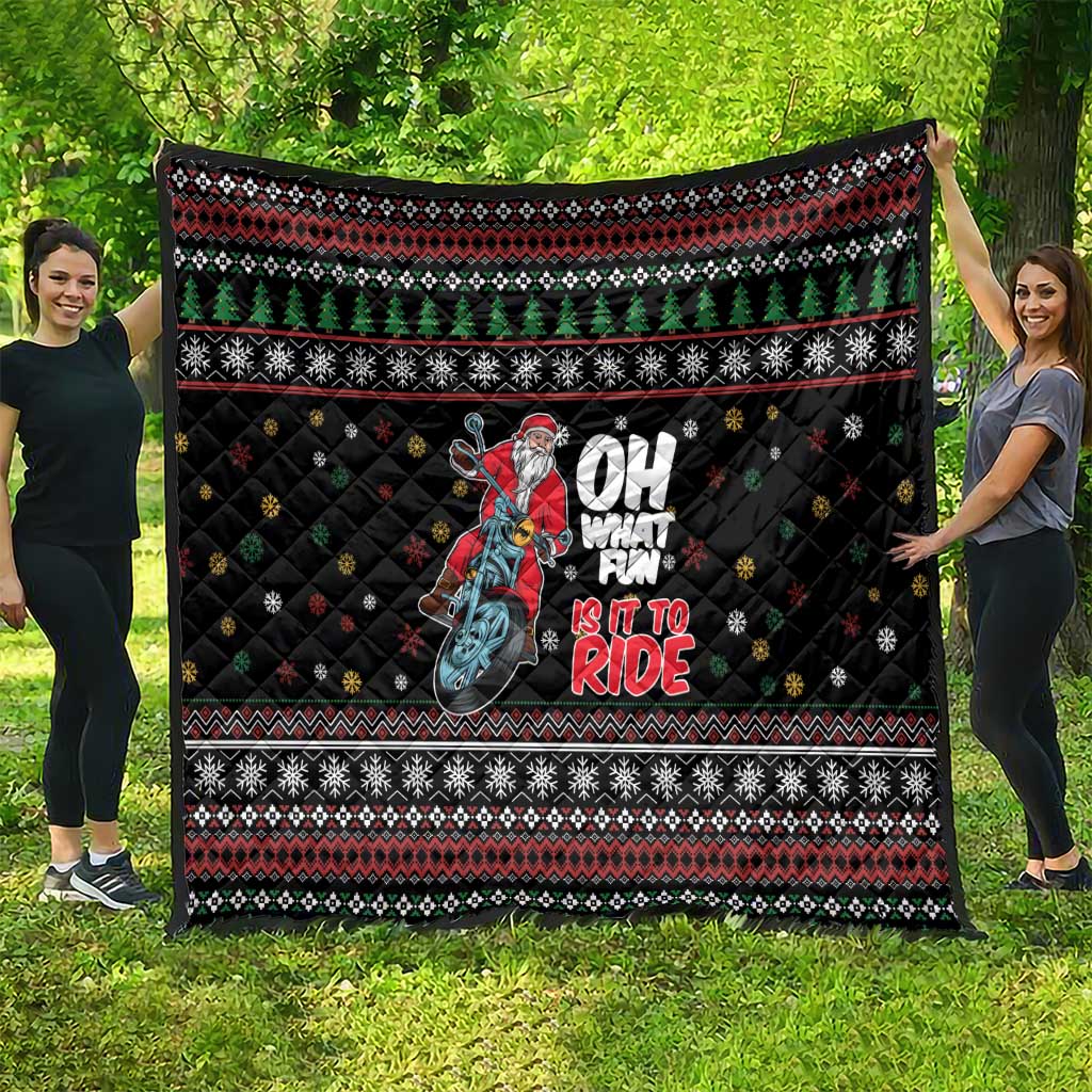 Santa And Motor Quilt Santa Claus And Joy On A Motorcycle DT04 - Wonder Print Shop