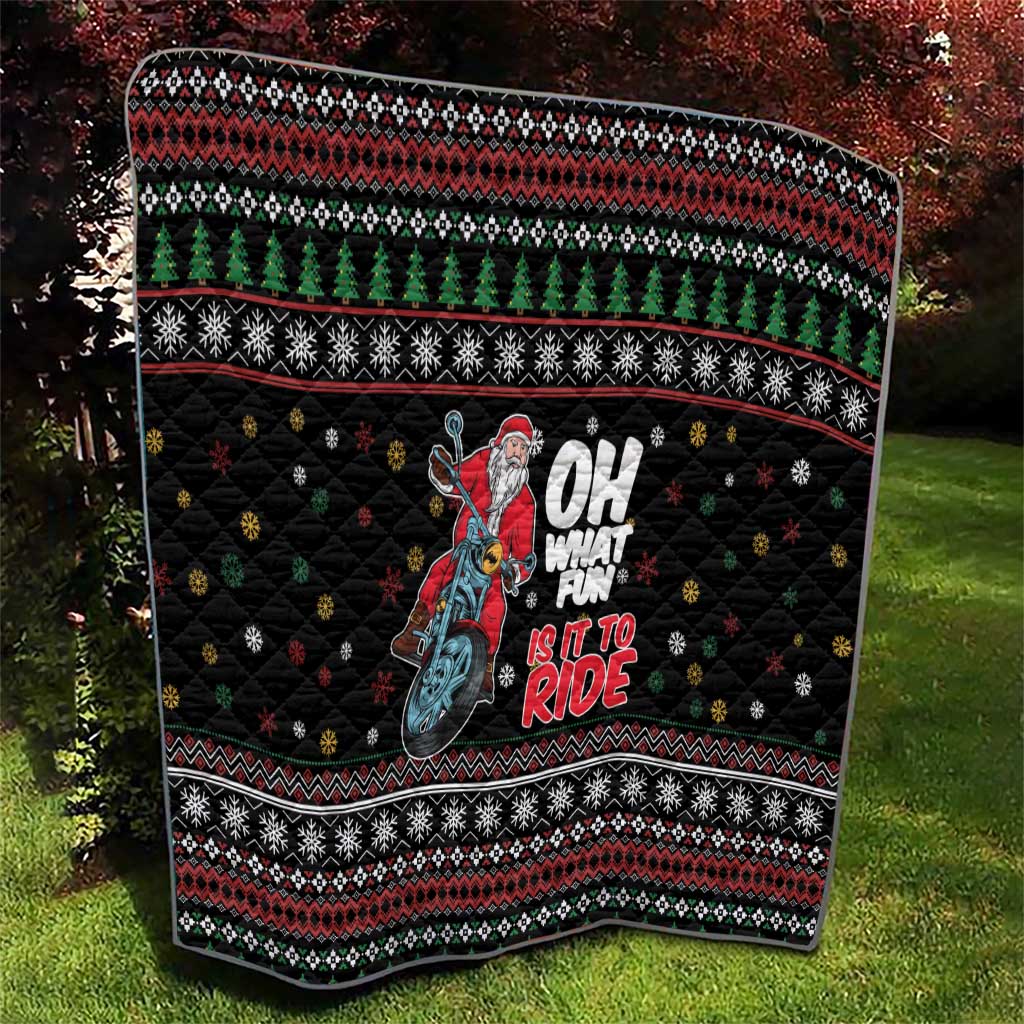 Santa And Motor Quilt Santa Claus And Joy On A Motorcycle DT04 - Wonder Print Shop