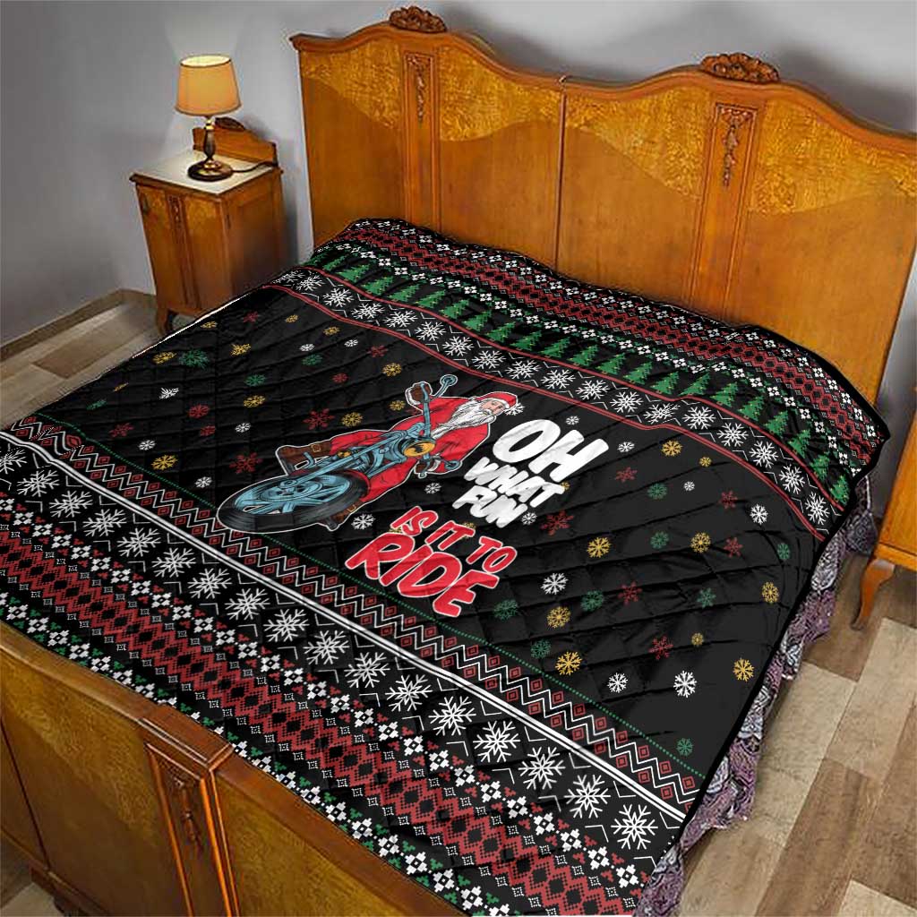 Santa And Motor Quilt Santa Claus And Joy On A Motorcycle DT04 - Wonder Print Shop