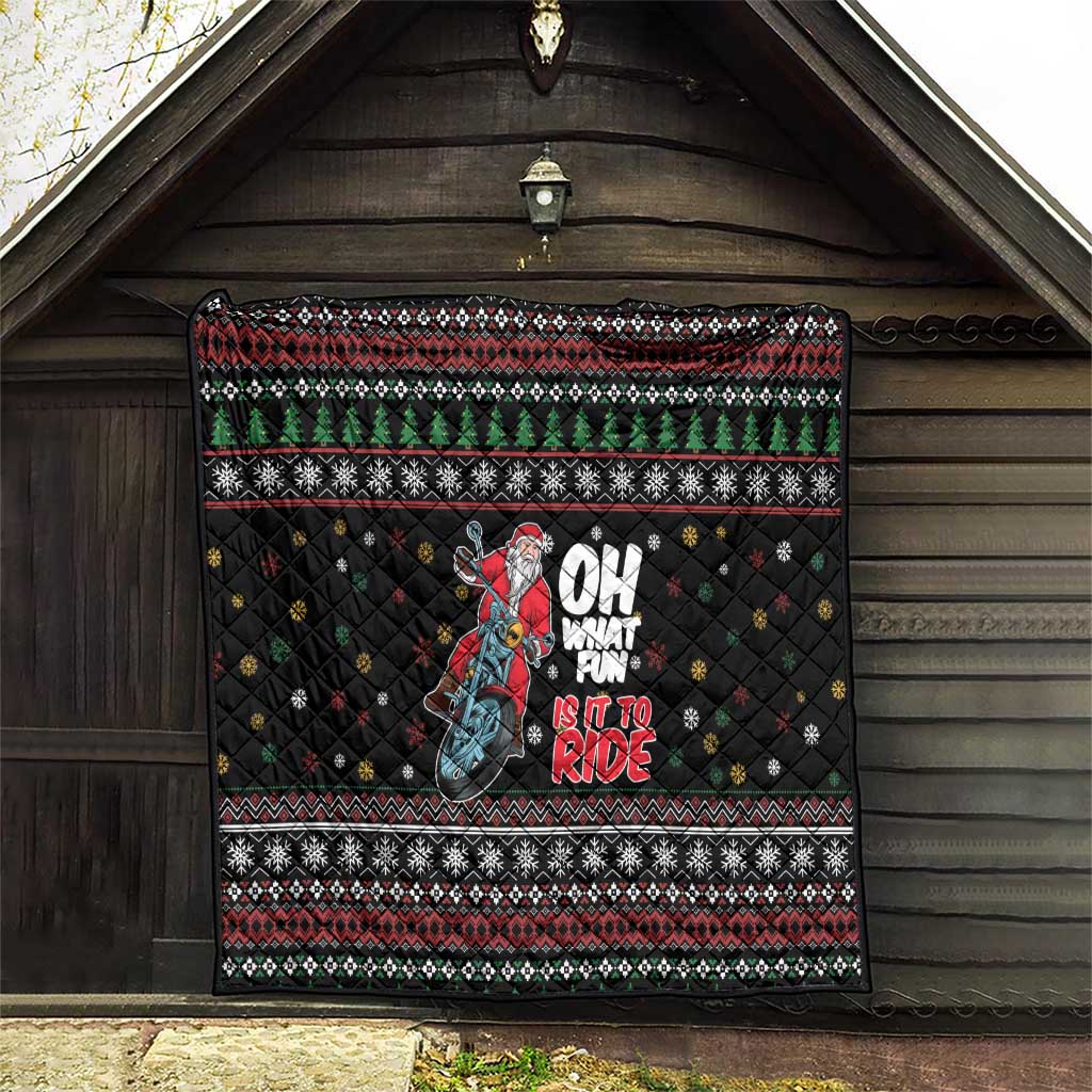 Santa And Motor Quilt Santa Claus And Joy On A Motorcycle DT04 - Wonder Print Shop