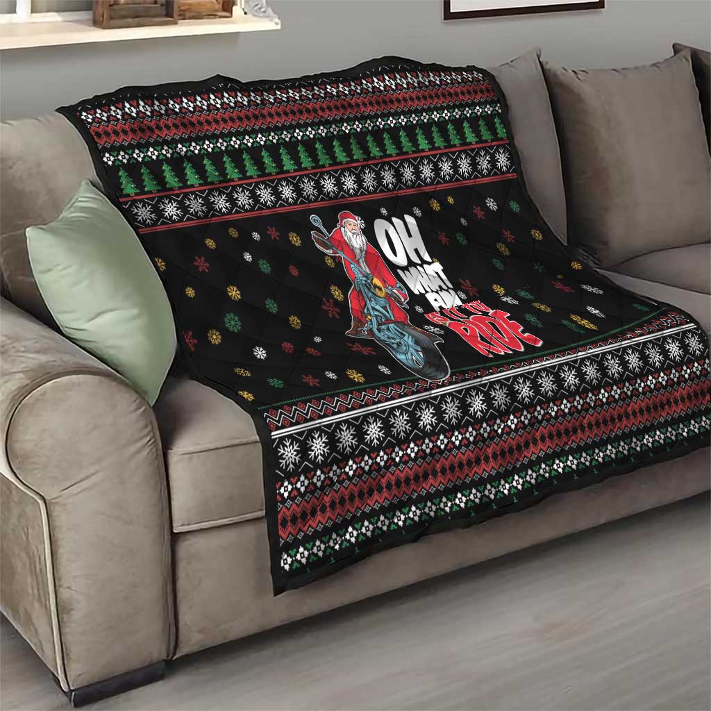 Santa And Motor Quilt Santa Claus And Joy On A Motorcycle DT04 - Wonder Print Shop