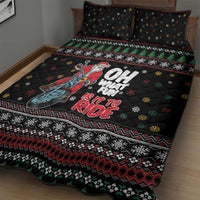 Santa And Motor Quilt Bed Set Santa Claus And Joy On A Motorcycle DT04 - Wonder Print Shop