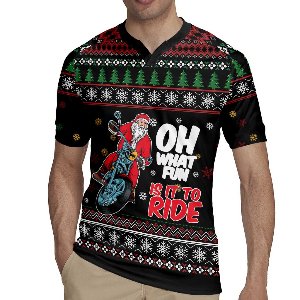Santa And Motor Rugby Jersey Santa Claus And Joy On A Motorcycle DT04 - Wonder Print Shop