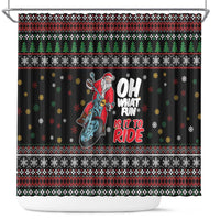 Santa And Motor Shower Curtain Santa Claus And Joy On A Motorcycle