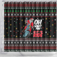 Santa And Motor Shower Curtain Santa Claus And Joy On A Motorcycle