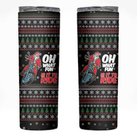 Santa And Motor Skinny Tumbler Santa Claus And Joy On A Motorcycle DT04 - Wonder Print Shop