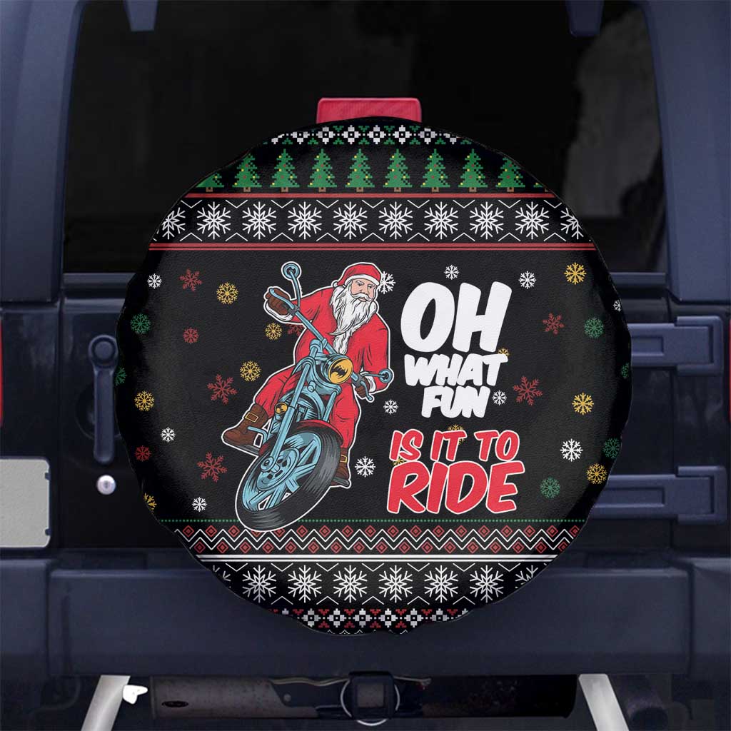 Santa And Motor Spare Tire Cover Santa Claus And Joy On A Motorcycle DT04 - Wonder Print Shop