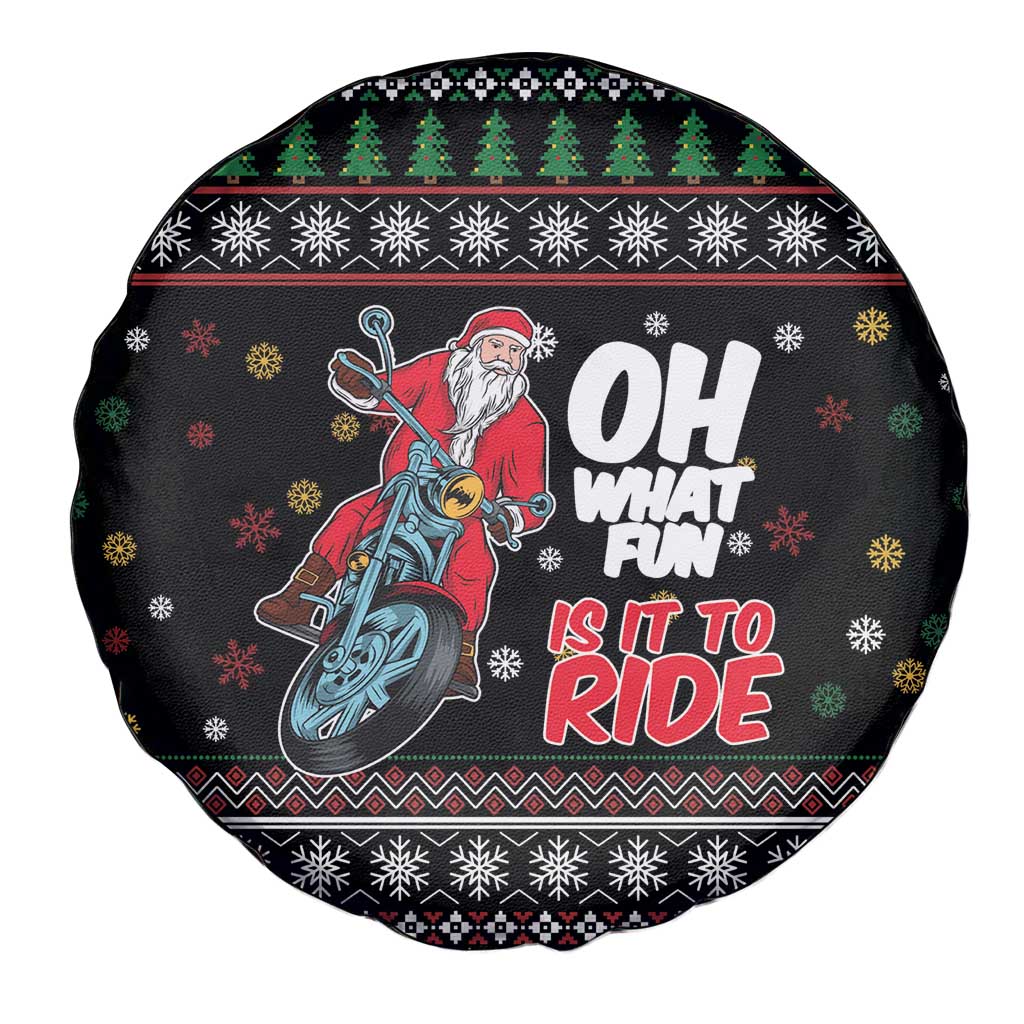 Santa And Motor Spare Tire Cover Santa Claus And Joy On A Motorcycle DT04 - Wonder Print Shop
