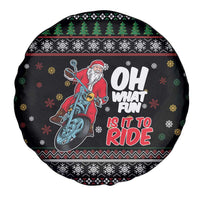 Santa And Motor Spare Tire Cover Santa Claus And Joy On A Motorcycle DT04 - Wonder Print Shop