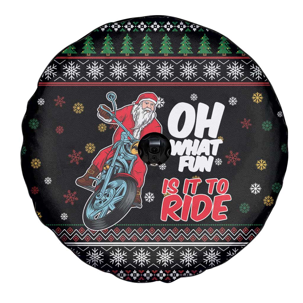 Santa And Motor Spare Tire Cover Santa Claus And Joy On A Motorcycle DT04 - Wonder Print Shop