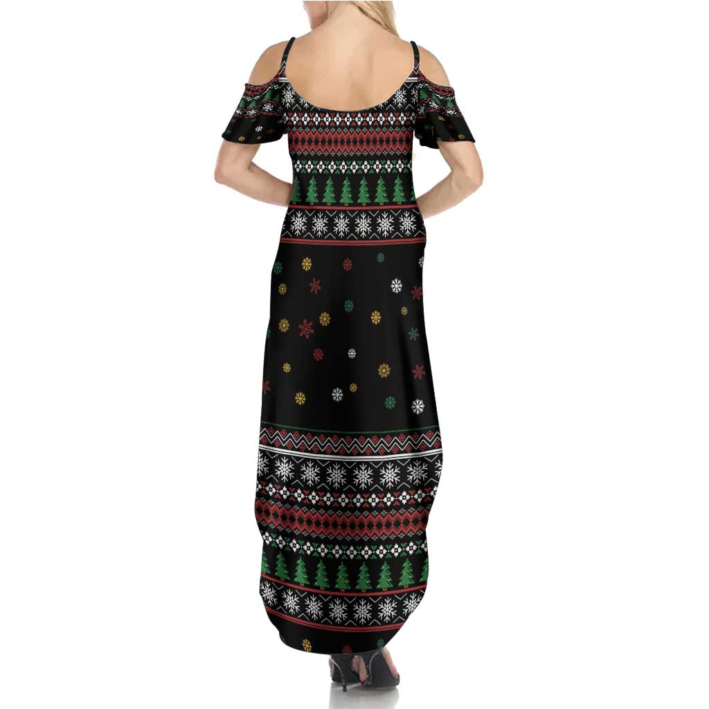 Santa And Motor Summer Maxi Dress Santa Claus And Joy On A Motorcycle DT04 - Wonder Print Shop
