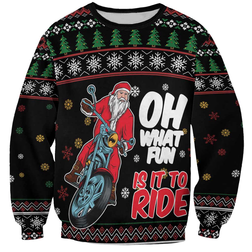 Santa And Motor Sweatshirt Santa Claus And Joy On A Motorcycle DT04 - Wonder Print Shop